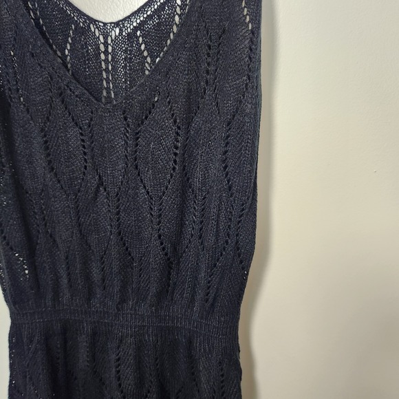 Women's Crochet Black V-Neck Sleeveless Dress Elastic Waist Open Knit‎ XL Beach - Picture 3 of 11
